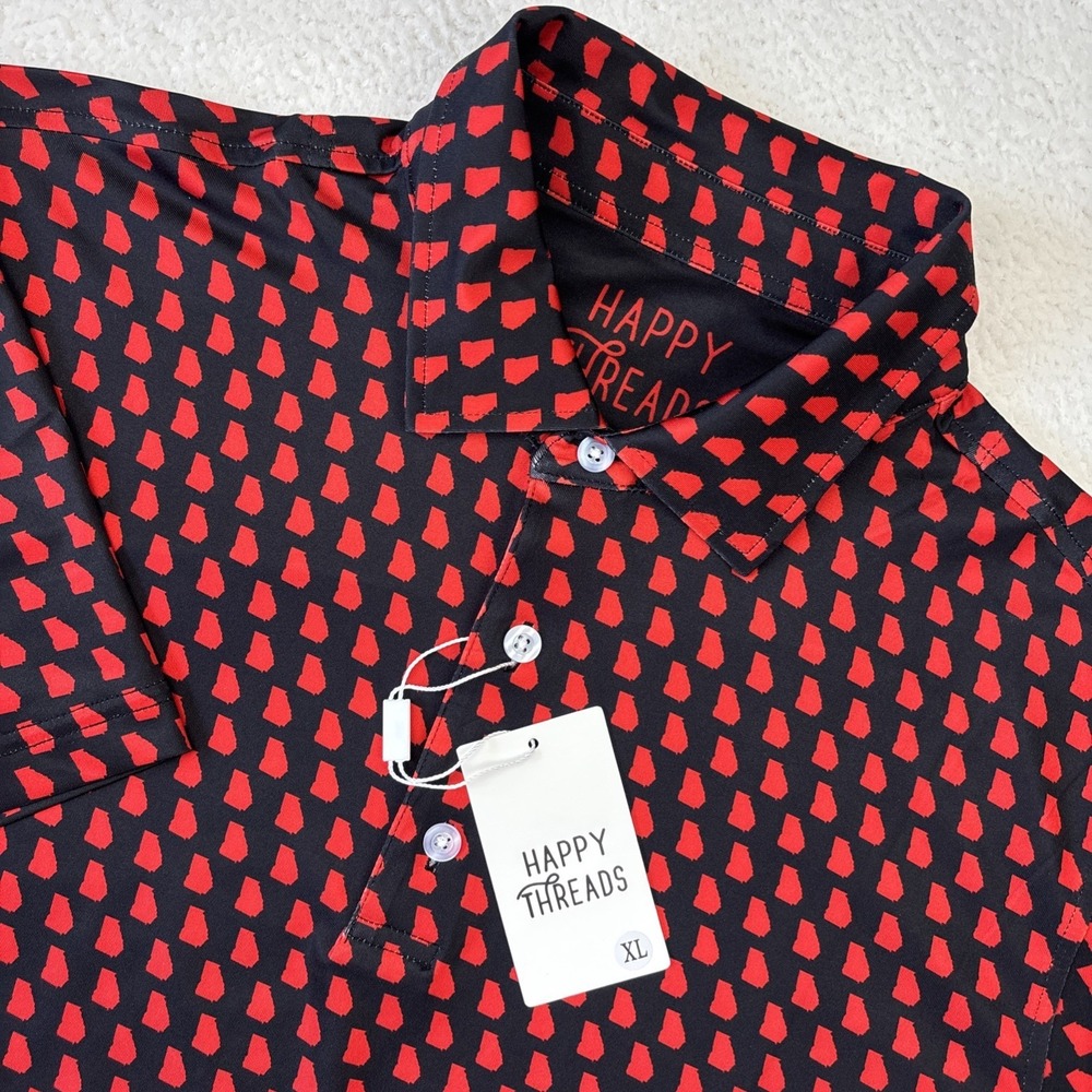 NEW GEORGIA BULLDOGS Mens Performance Polo Shirt XL Red/Black Lightweight Golf